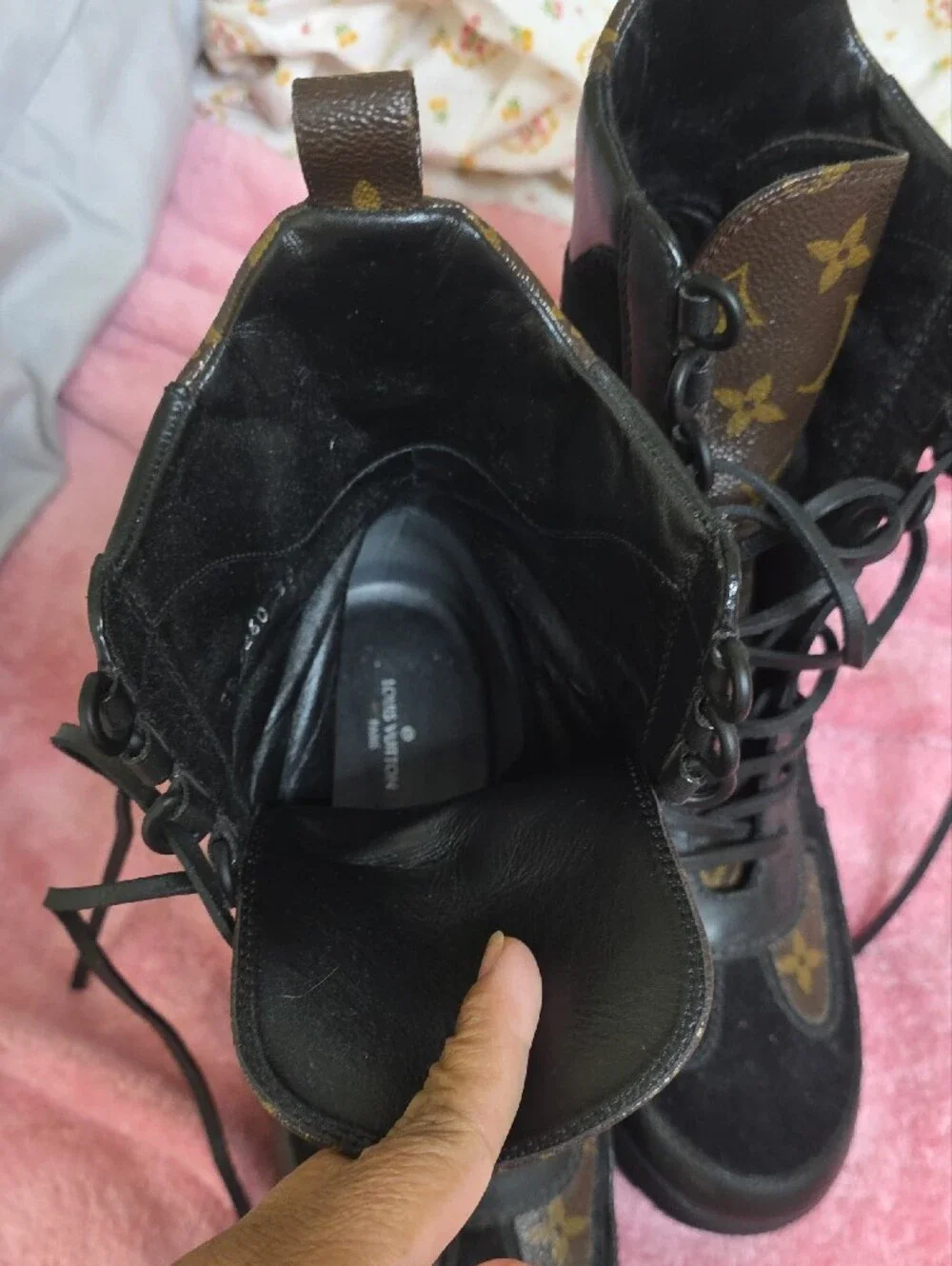 Black Suede Lace-Up Platform Ankle Boots